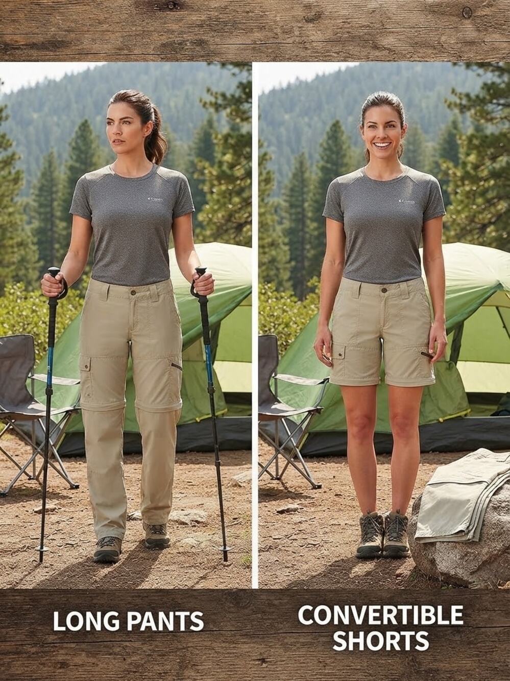 Columbia Sportswear OmniShield Blood/Guts Convertible Hiking Pants Women L Khaki